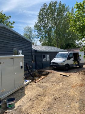 Click Here To Enlarge This Photo Of Barn Conversion - Kingspan Trapezoidal secret fix DRComposite roofing panels in colour Melin Grey XL Forte