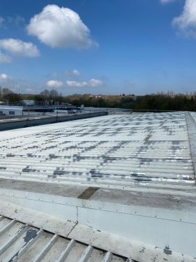 Click Here To Enlarge This Photo Of Roof Refurbishment - Brett Martin Mansafe Non Fragile GRP, Giromax Roof Coat & Euroclad Reverse Profile Cladding