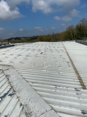 Click Here To Enlarge This Photo Of Roof Refurbishment - Brett Martin Mansafe Non Fragile GRP, Giromax Roof Coat & Euroclad Reverse Profile Cladding
