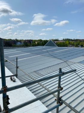 Click Here To Enlarge This Photo Of Roof Refurbishment - Brett Martin Mansafe Non Fragile GRP, Giromax Roof Coat & Euroclad Reverse Profile Cladding